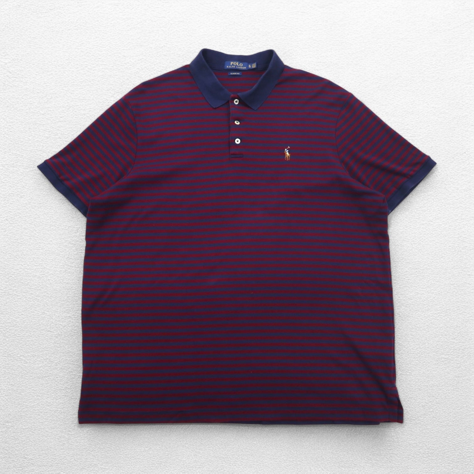 Polo Ralph Lauren Polo a righe Classic Fit XL blu navy bordeaux ricamo pony piccolo