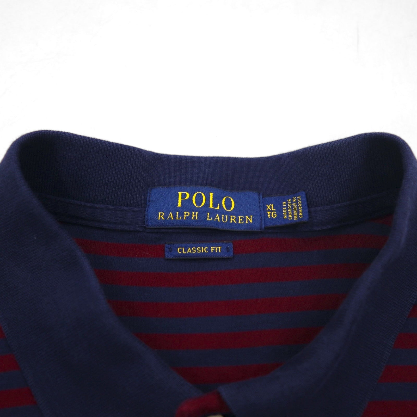 Polo Ralph Lauren Polo a righe Classic Fit XL blu navy bordeaux ricamo pony piccolo