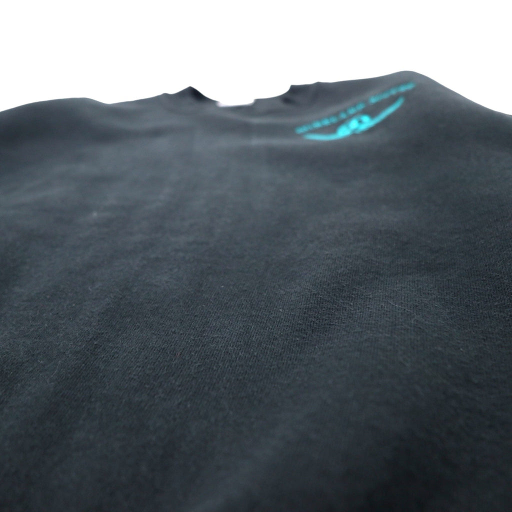 JERZEES USA製 90年代 SUPER SWEATS クルーネック スウェット M ブラック コットン 裏起毛 DUNELAND SOCCER ワンポイント刺繍