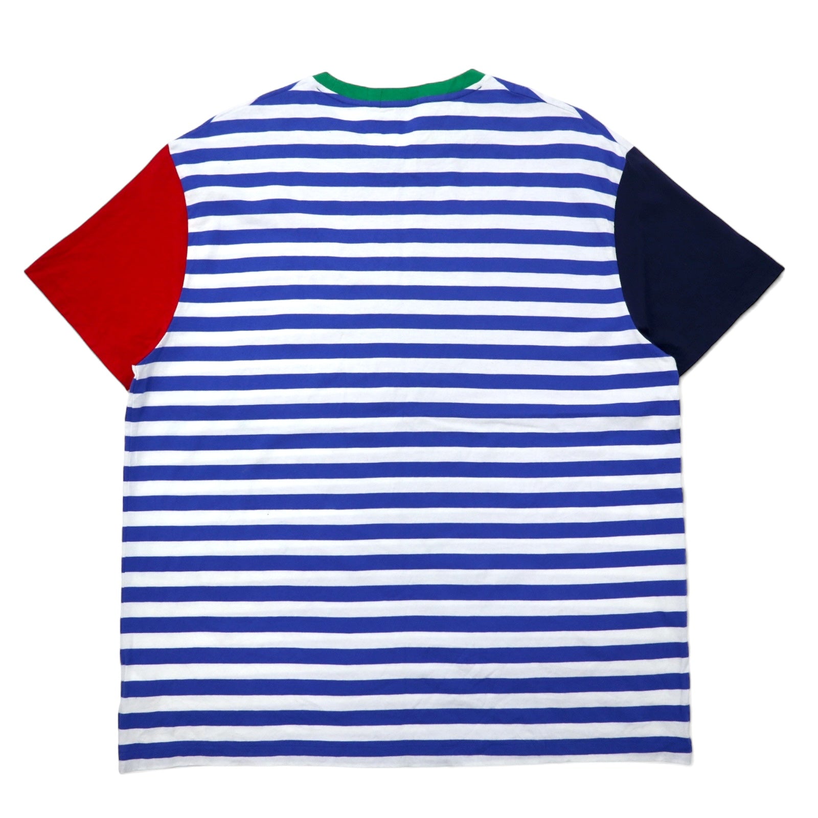 POLO RALPH LAUREN T-shirt a righe Classic Fit con taschino, taglia XL, blu e bianco, cotone, color block, piccolo ricamo pony