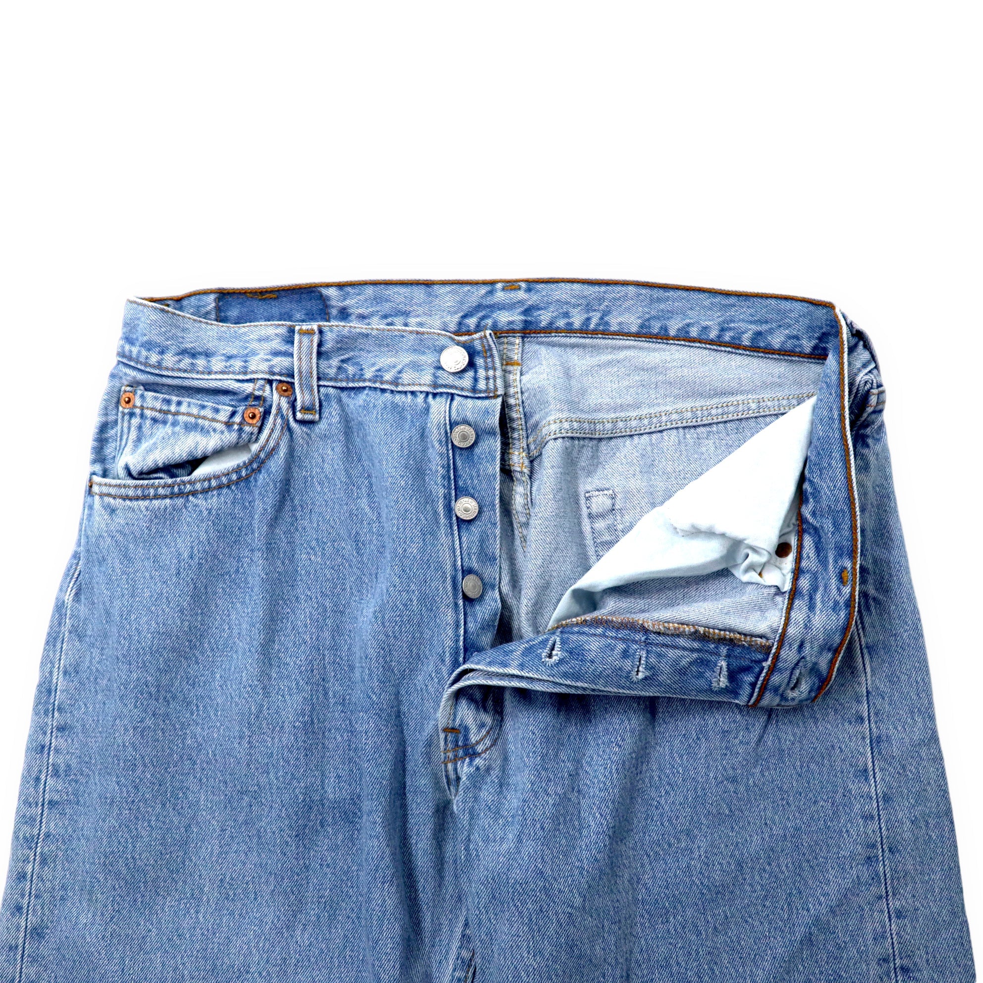 Levi's 501 made in USA, anni '90, jeans, taglia 36, blu, lavaggio ghiaccio, bottone sul retro 553, 501-0134