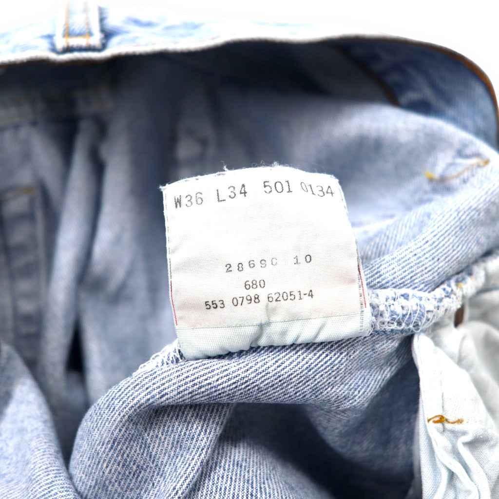 Levi's 501 made in USA, anni '90, jeans, taglia 36, blu, lavaggio ghiaccio, bottone sul retro 553, 501-0134