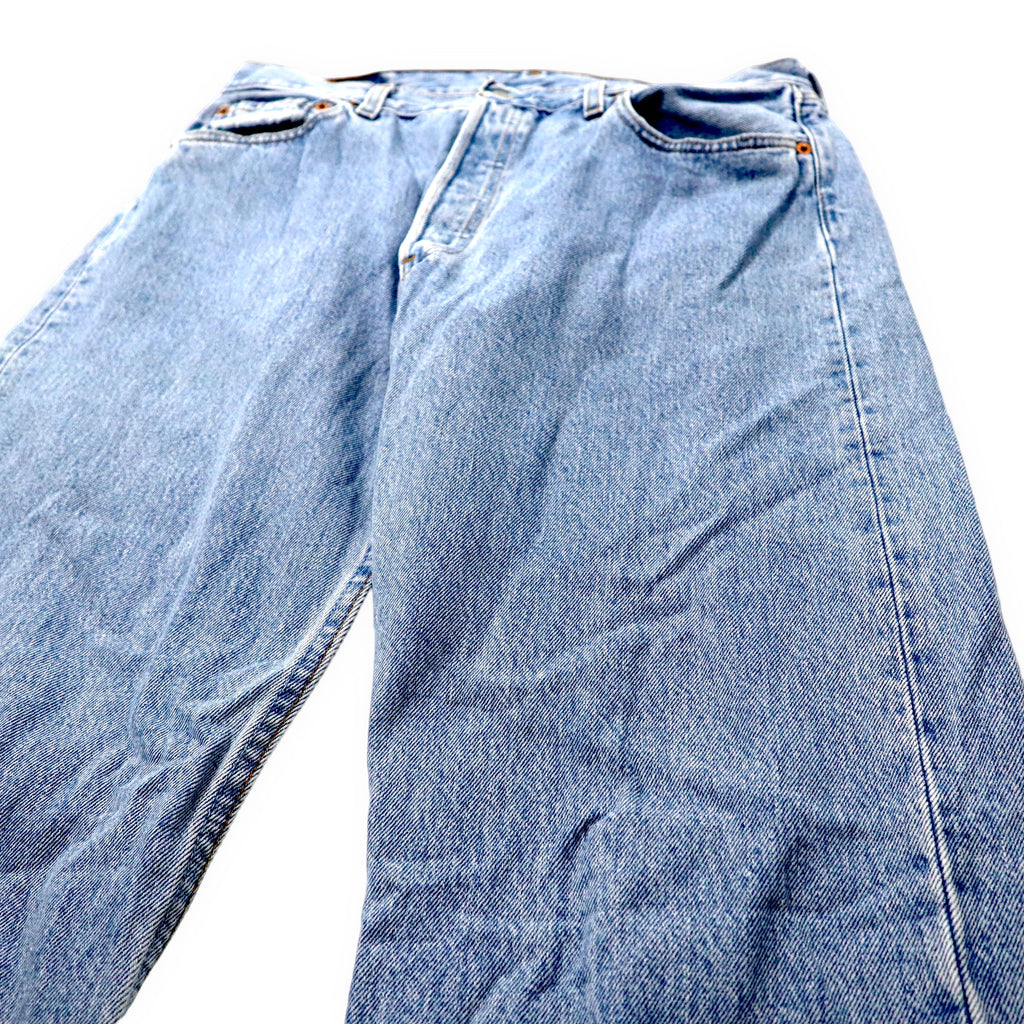 Levi's 501 made in USA, anni '90, jeans, taglia 36, blu, lavaggio ghiaccio, bottone sul retro 553, 501-0134