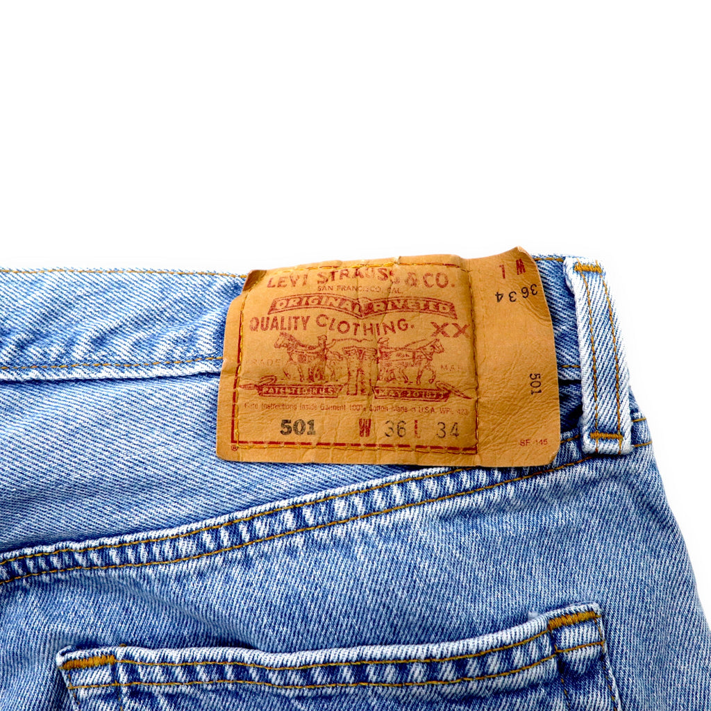 Levi's 501 made in USA, anni '90, jeans, taglia 36, blu, lavaggio ghiaccio, bottone sul retro 553, 501-0134