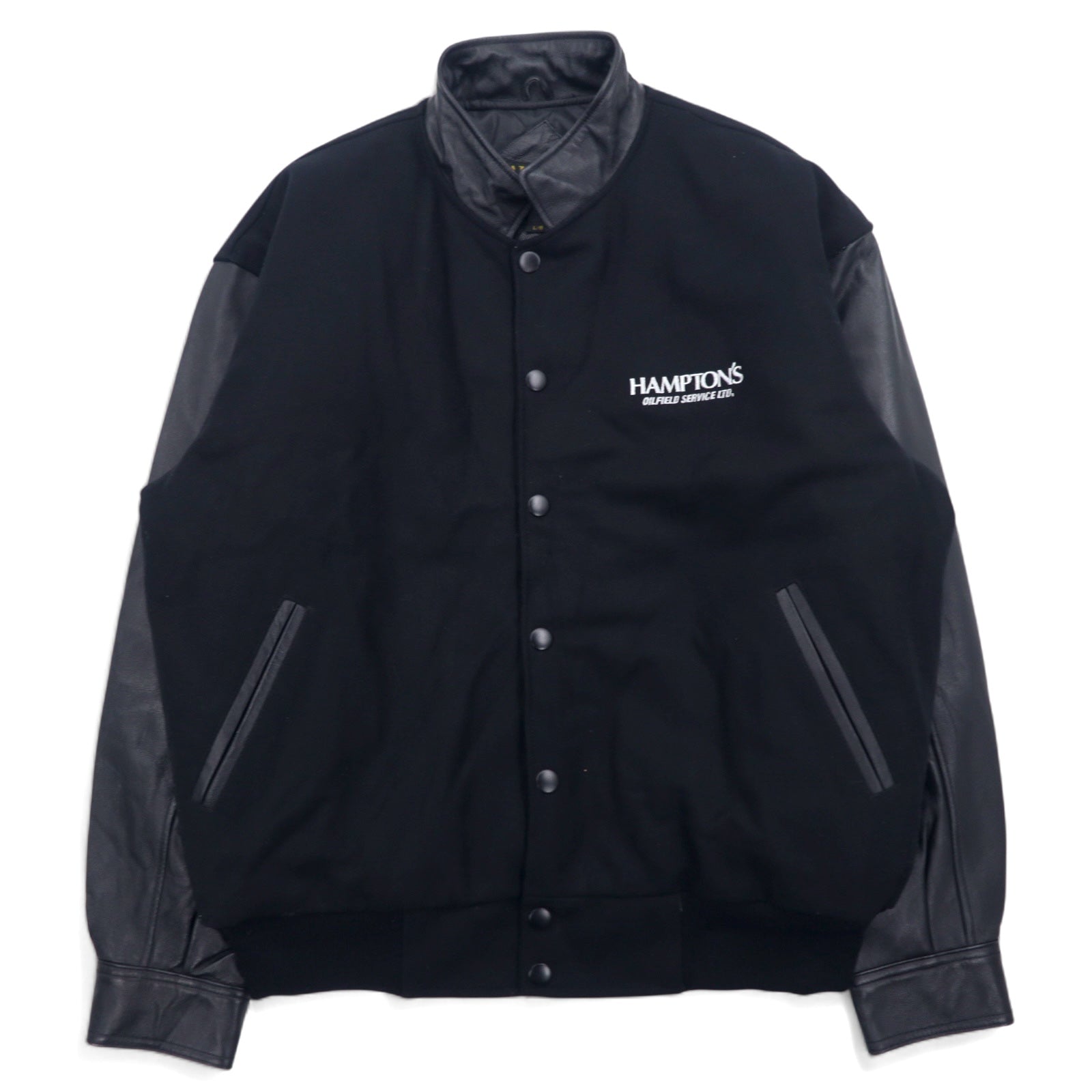 AMANATI Giacca varsity in misto lana e pelle L nera HAMPTON'S