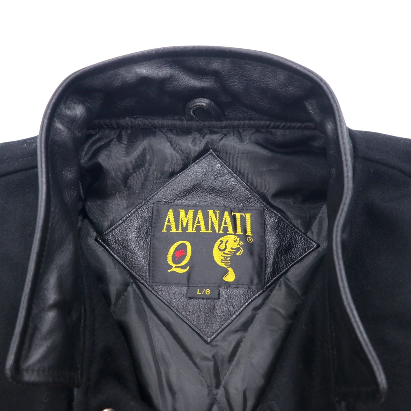 AMANATI Giacca varsity in misto lana e pelle L nera HAMPTON'S