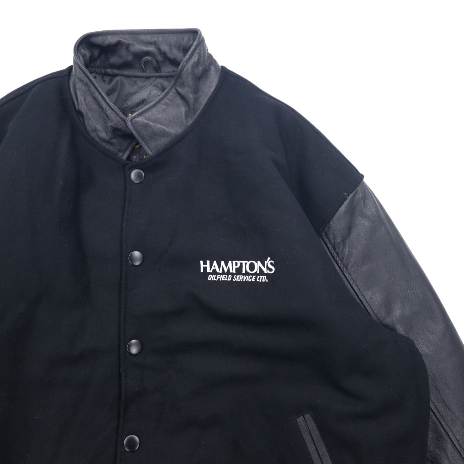 AMANATI Giacca varsity in misto lana e pelle L nera HAMPTON'S