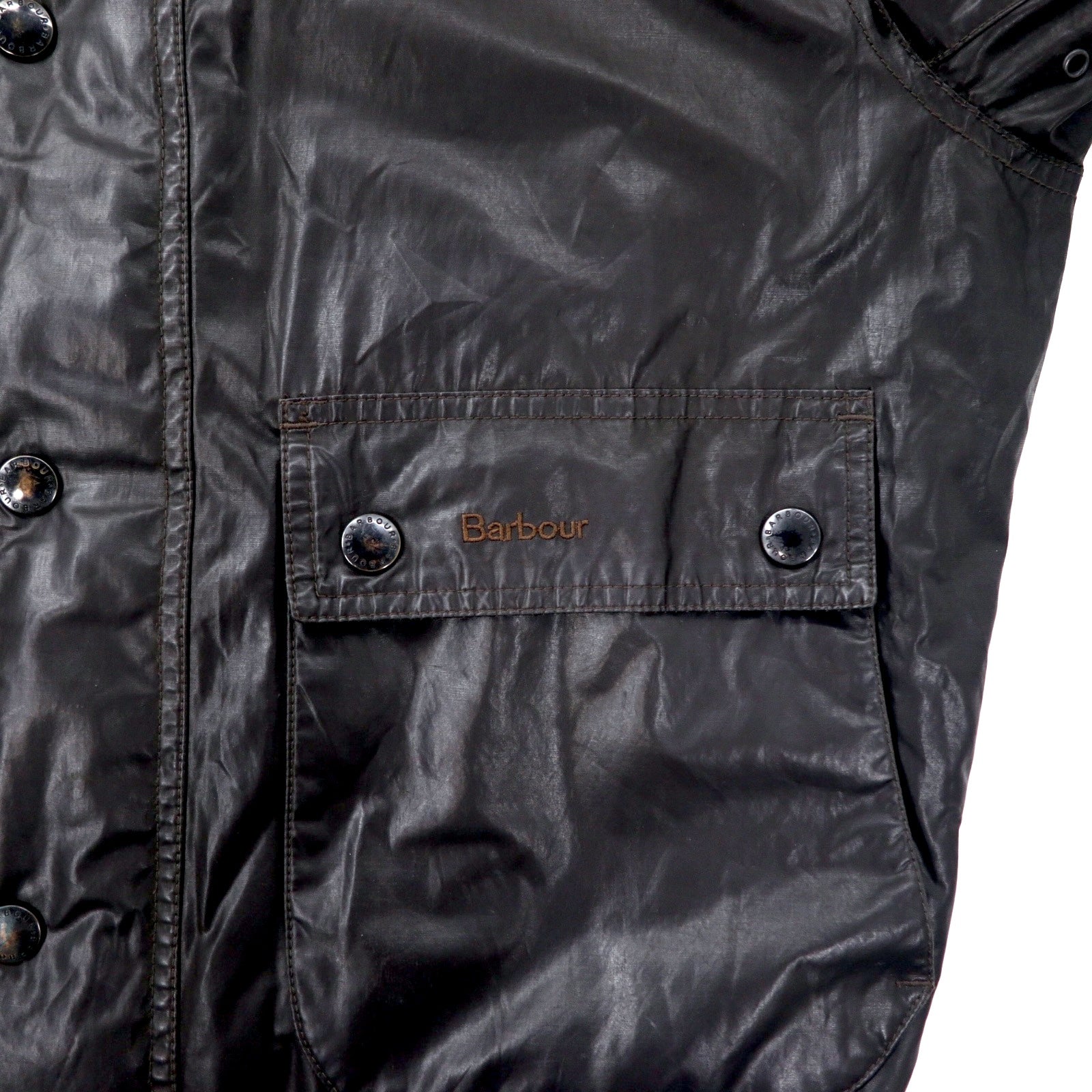 Barbour フライトジャケット L ブラウン コットン ポリエステル 防水 WATERPROOF AND BREATHABLE 裏地チェック CARBON FINISH FLYER