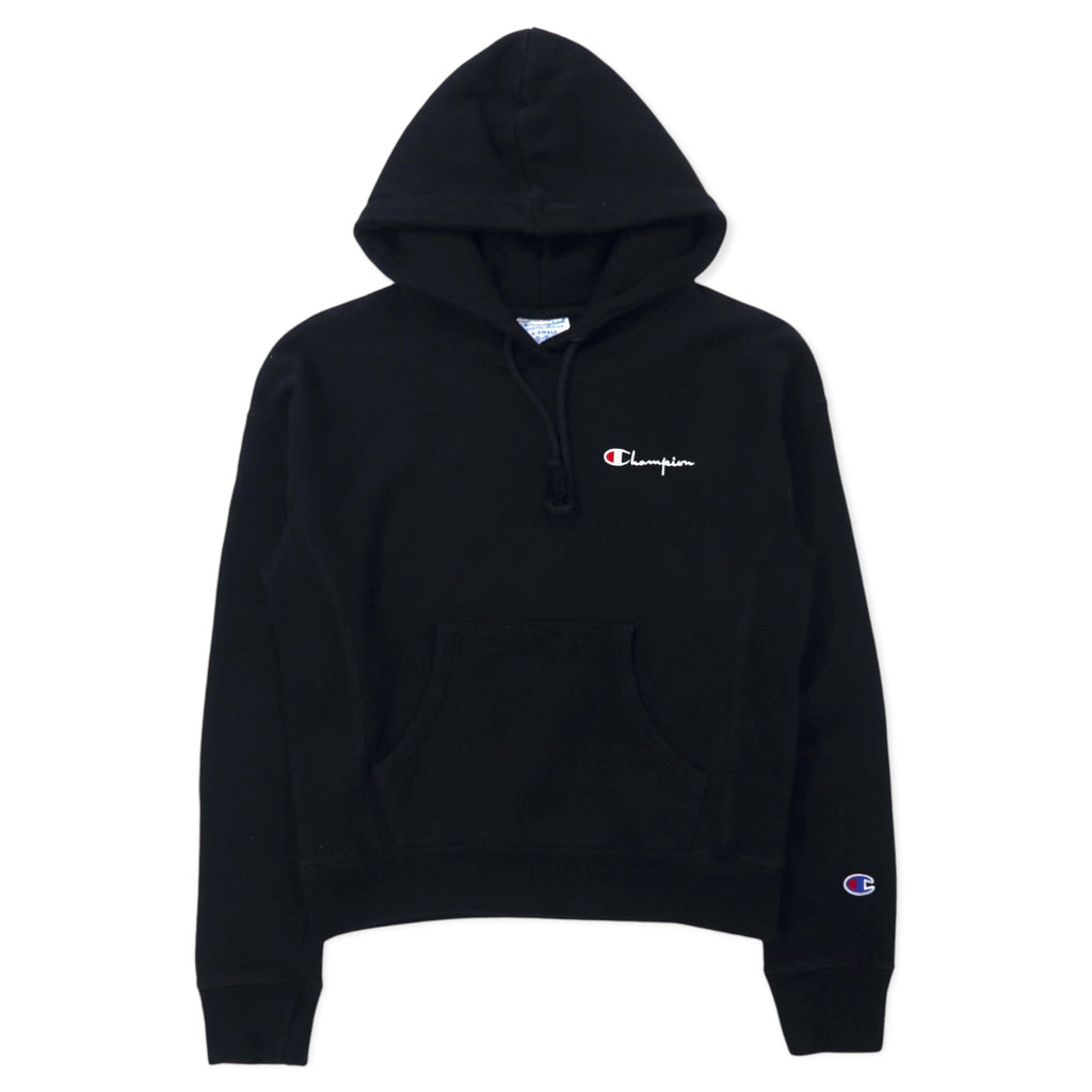 Champion Reverse Weave Pullover Hoodie M Nero Cotone Felpato Etichetta Blu Singola Replica Made in Honduras