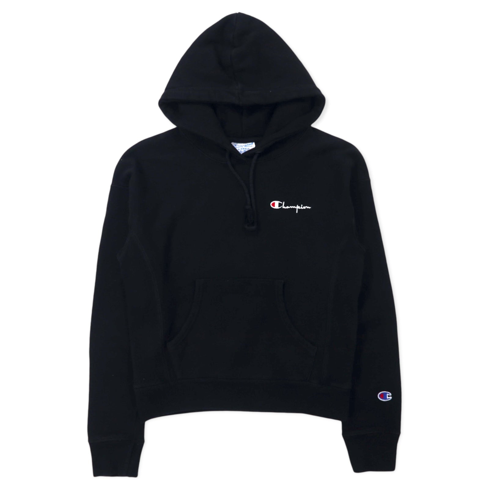 Champion Reverse Weave Pullover Hoodie M Nero Cotone Felpato Etichetta Blu Singola Replica Made in Honduras