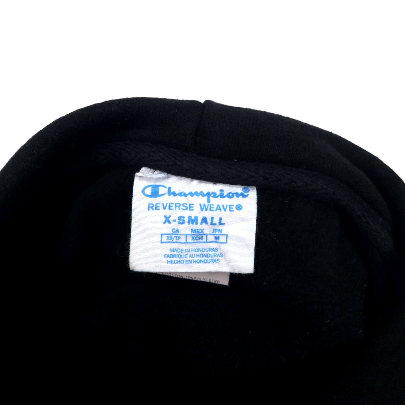 Champion Reverse Weave Pullover Hoodie M Nero Cotone Felpato Etichetta Blu Singola Replica Made in Honduras