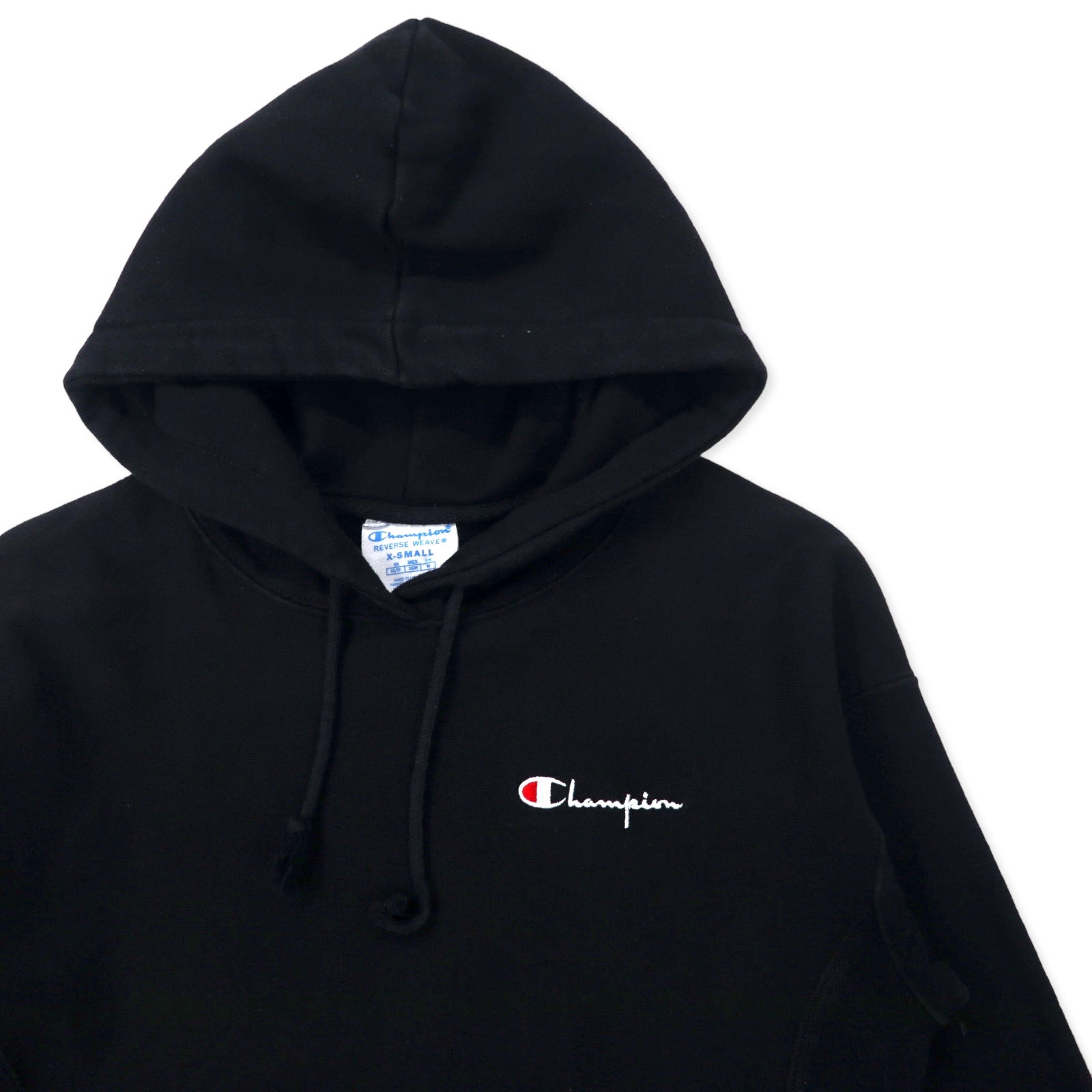 Champion Reverse Weave Pullover Hoodie M Nero Cotone Felpato Etichetta Blu Singola Replica Made in Honduras