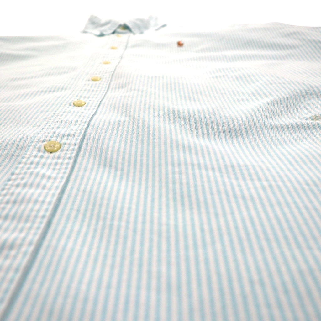 Ralph Lauren anni '90 Classic Fit Camicia a maniche corte Oxford Button-Down XL Bianca a righe blu con piccolo ricamo pony
