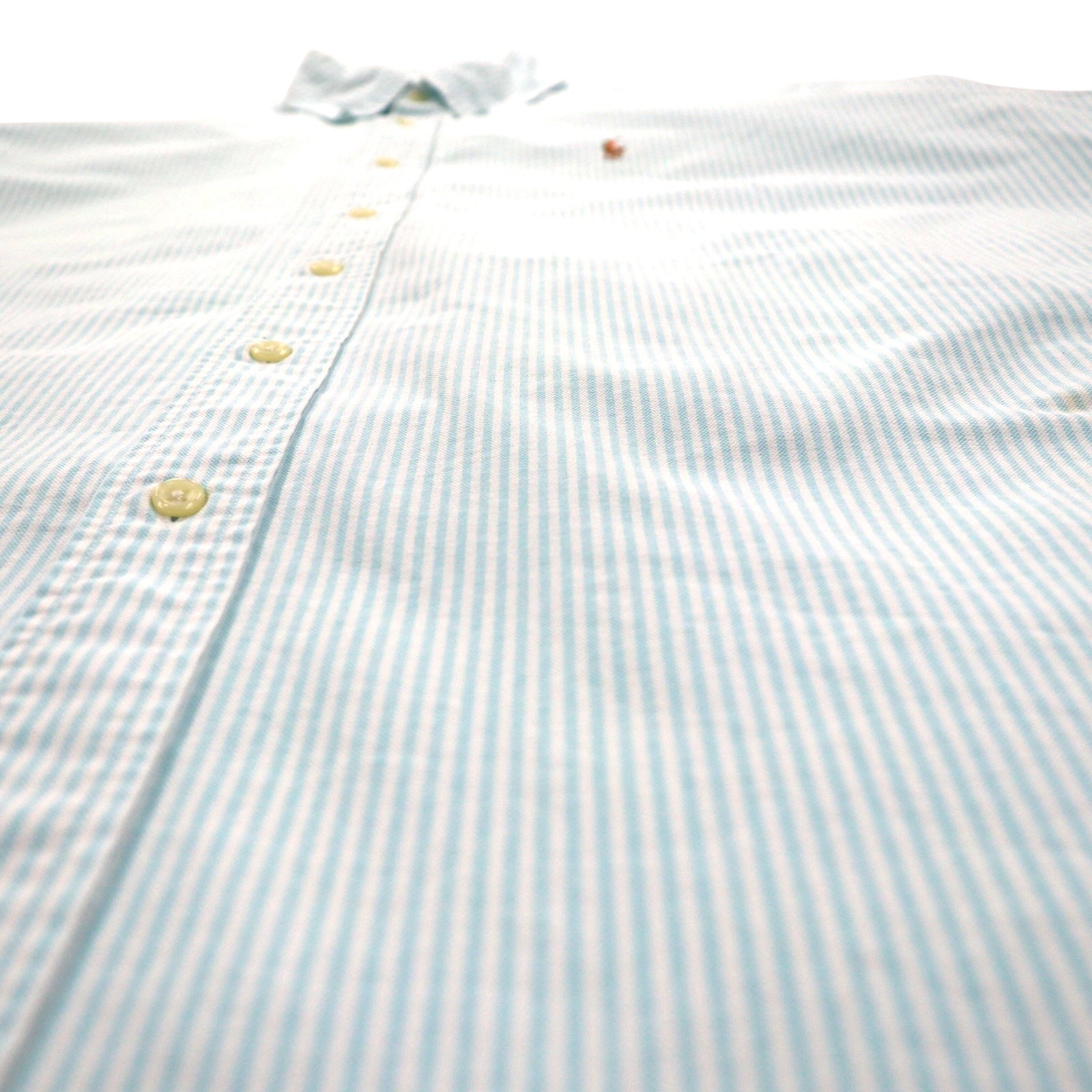 Ralph Lauren anni '90 Classic Fit Camicia a maniche corte Oxford Button-Down XL Bianca a righe blu con piccolo ricamo pony