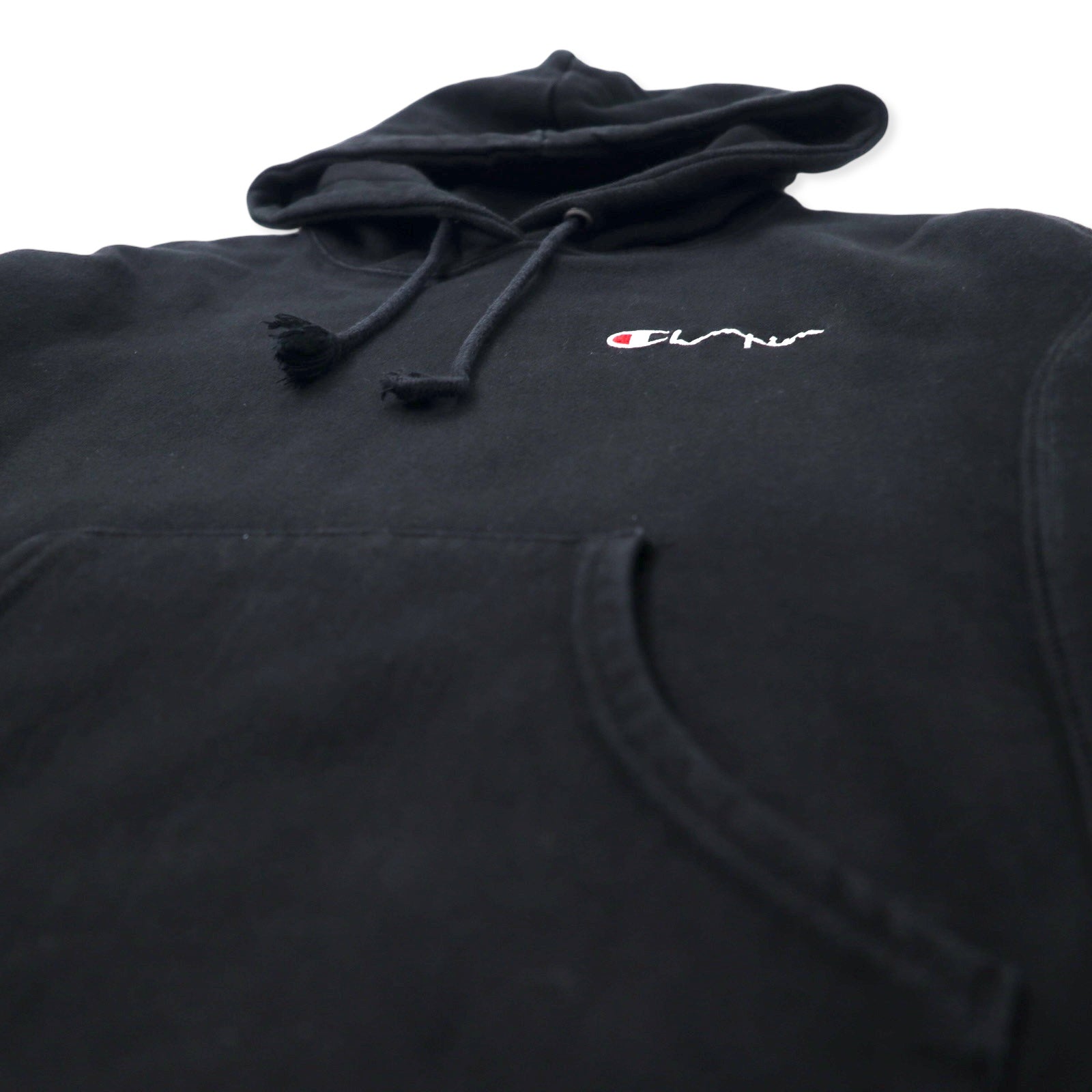Champion Reverse Weave Pullover Hoodie M Nero Cotone Felpato Etichetta Blu Singola Replica Made in Honduras