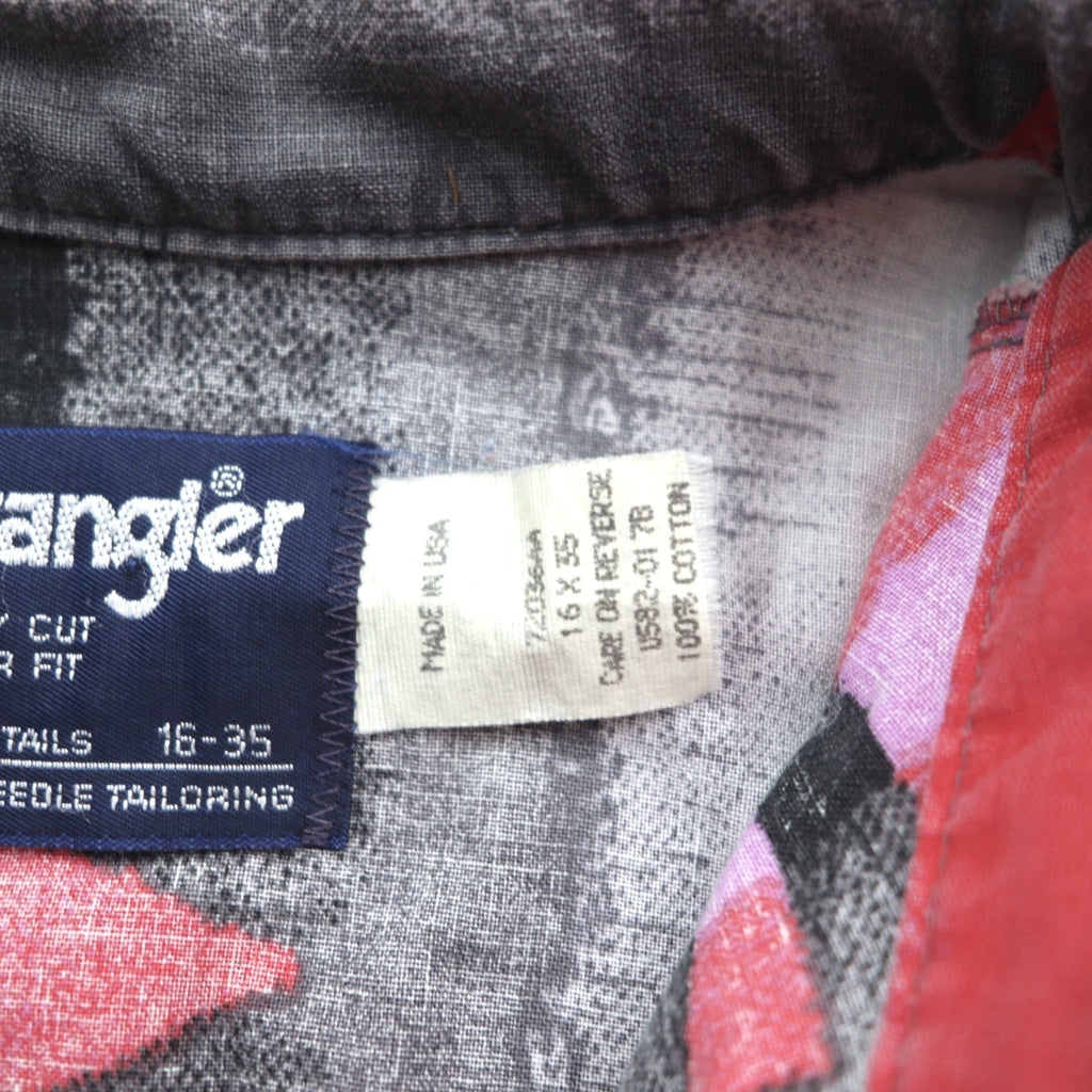 WRANGLER anni '90 USA fantasia nativa bottoni camicia western XL grigio cotone