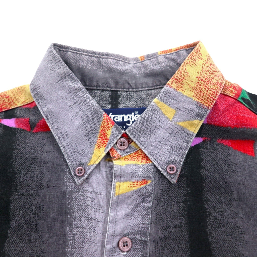 WRANGLER anni '90 USA fantasia nativa bottoni camicia western XL grigio cotone