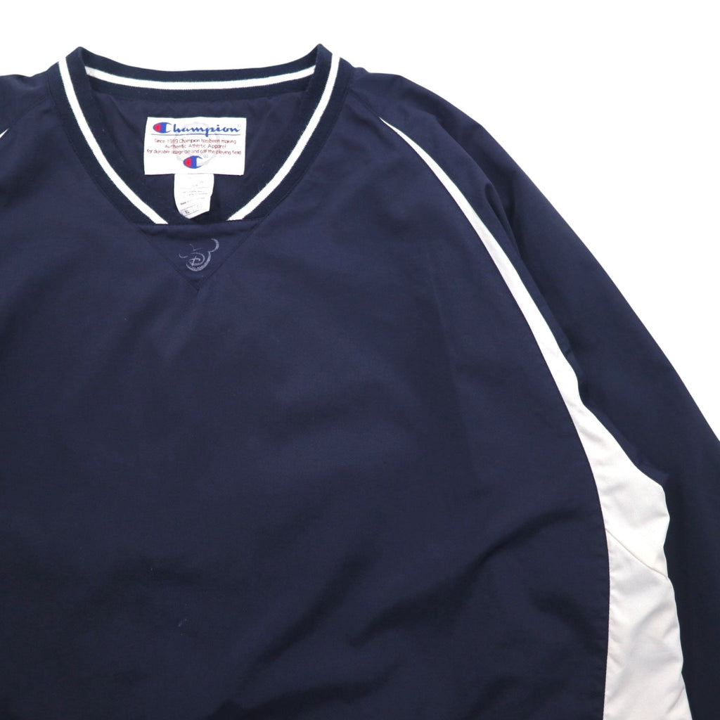 Champion 90年代 リブライン ピステ プルオーバー ナイロンジャケット XL ネイビー ナイロン