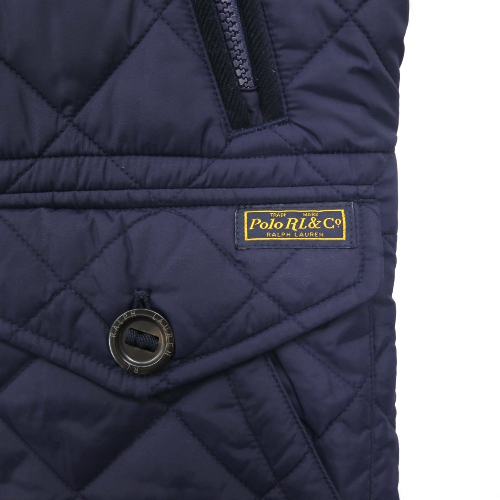 Polo Ralph Lauren ミリタリー キルティング ベスト S ネイビー 中綿 TALONジップ チンストラップ ジップアップ 比翼 スナップボタン