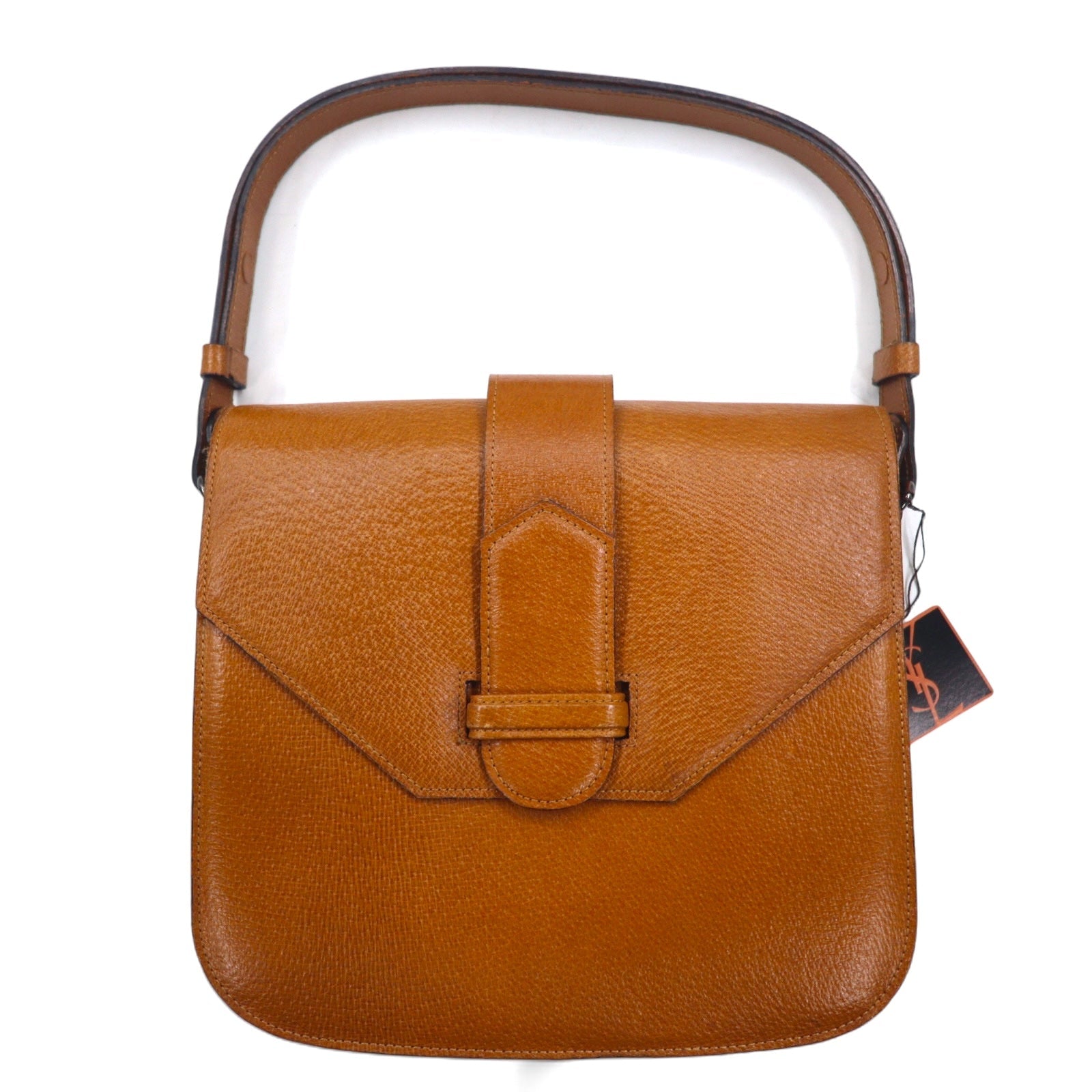 YVES SAINT LAURENT Borsa a tracolla con cintura, quadrata, vintage, marrone, in pelle