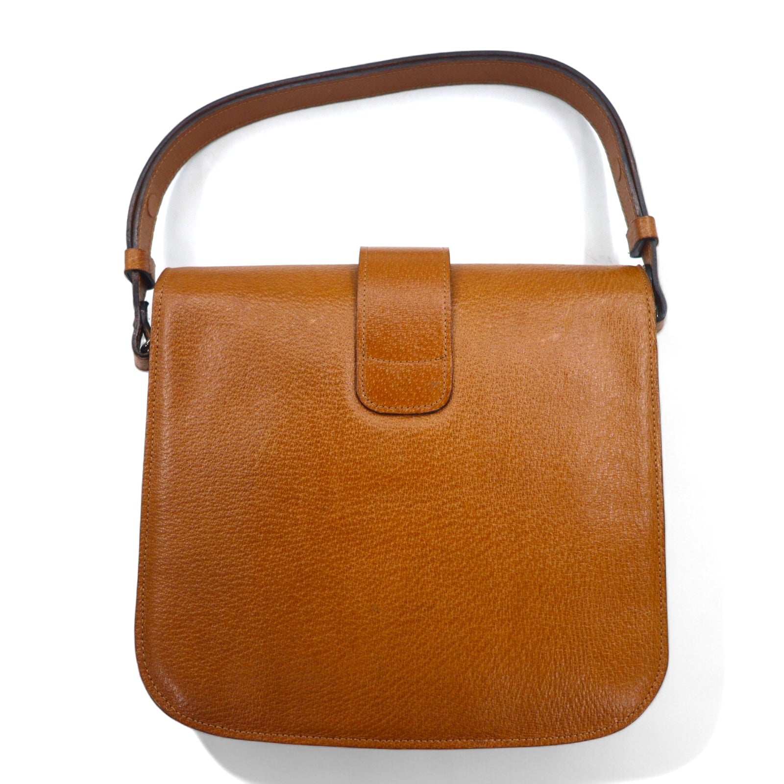 YVES SAINT LAURENT Borsa a tracolla con cintura, quadrata, vintage, marrone, in pelle