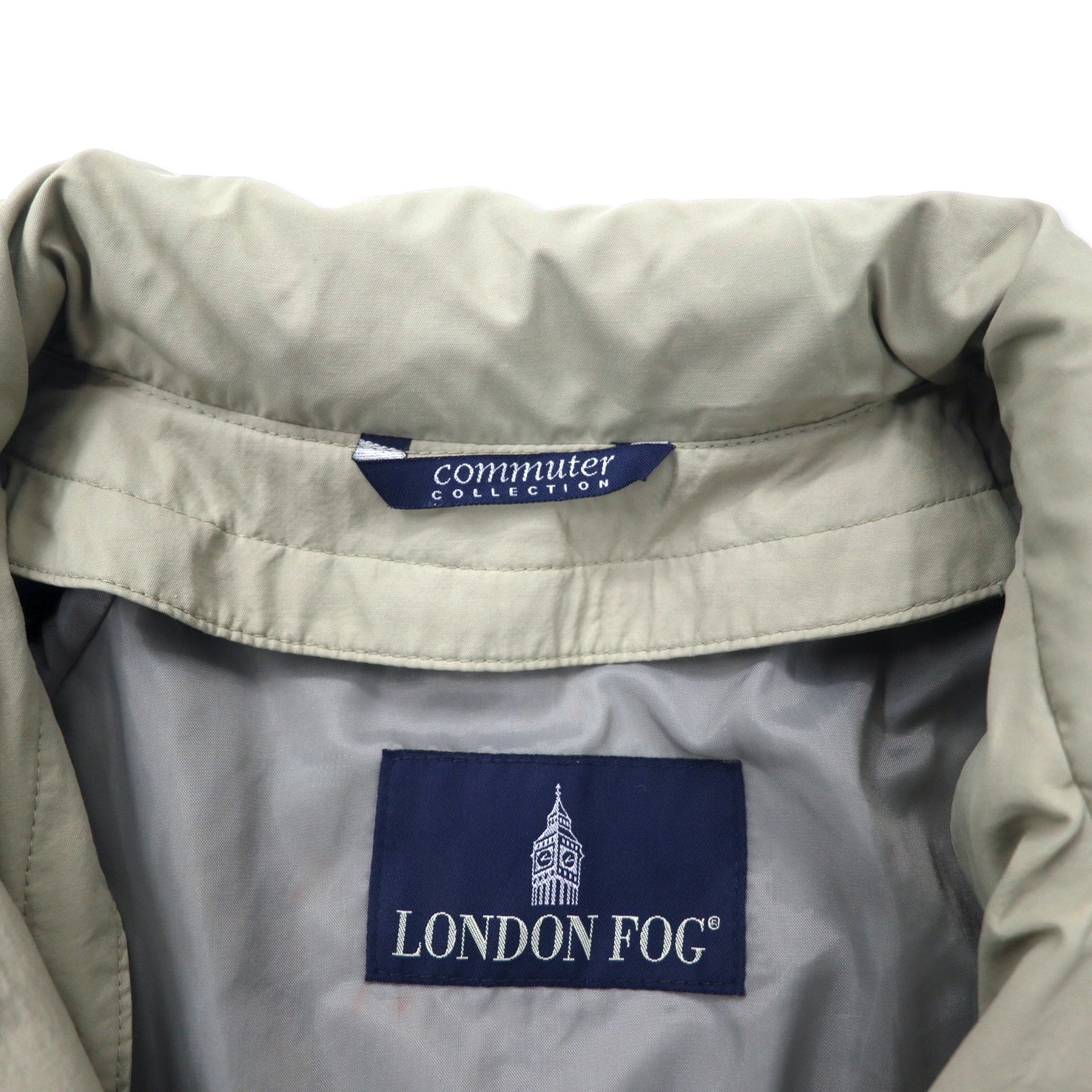 LONDON FOG Soprabito a collo alto con chiusura a scomparsa, collo a camicia, taglia 42, beige, in cotone e nylon, cappuccio ripiegabile, COMMUTER COLLECTION