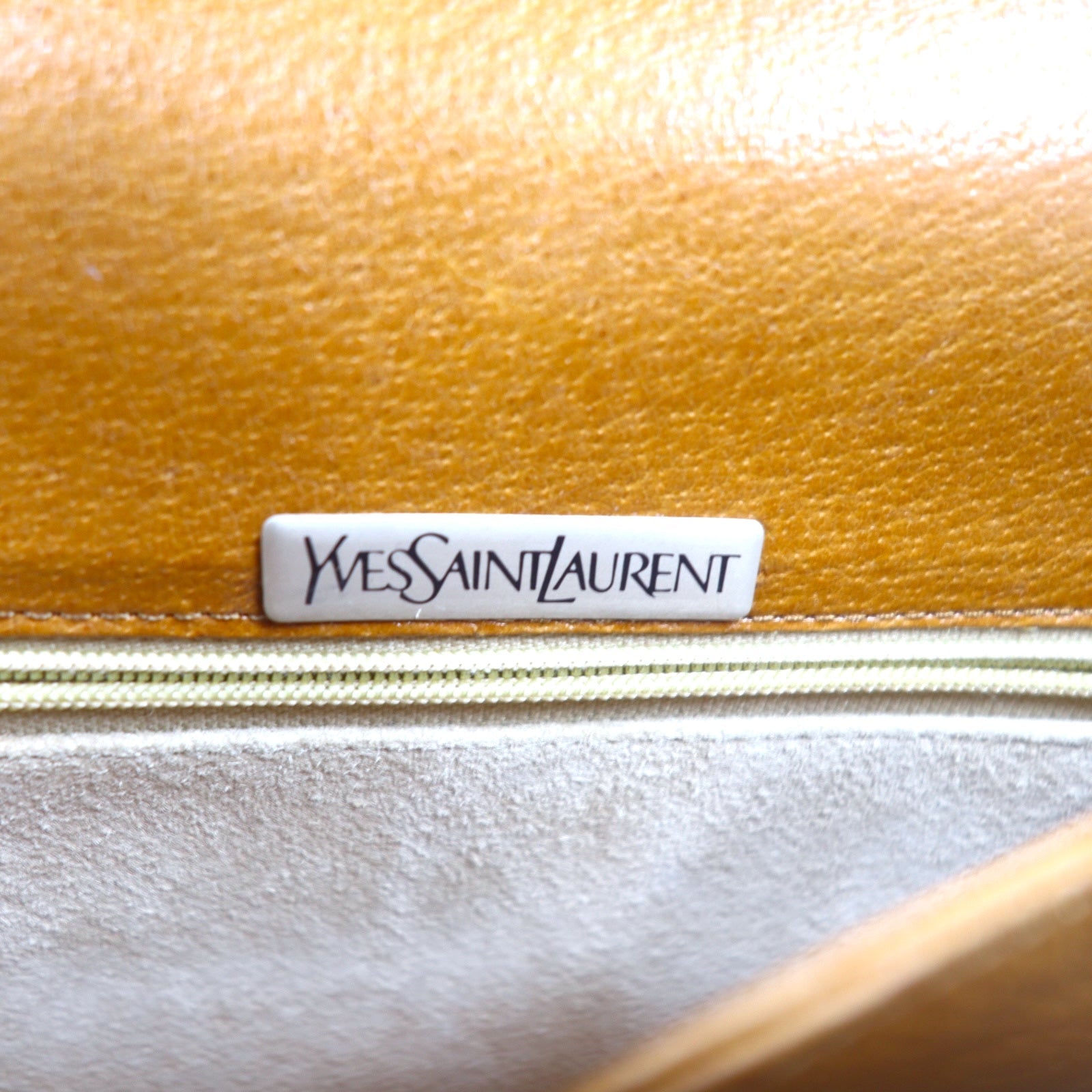 YVES SAINT LAURENT Borsa a tracolla con cintura, quadrata, vintage, marrone, in pelle