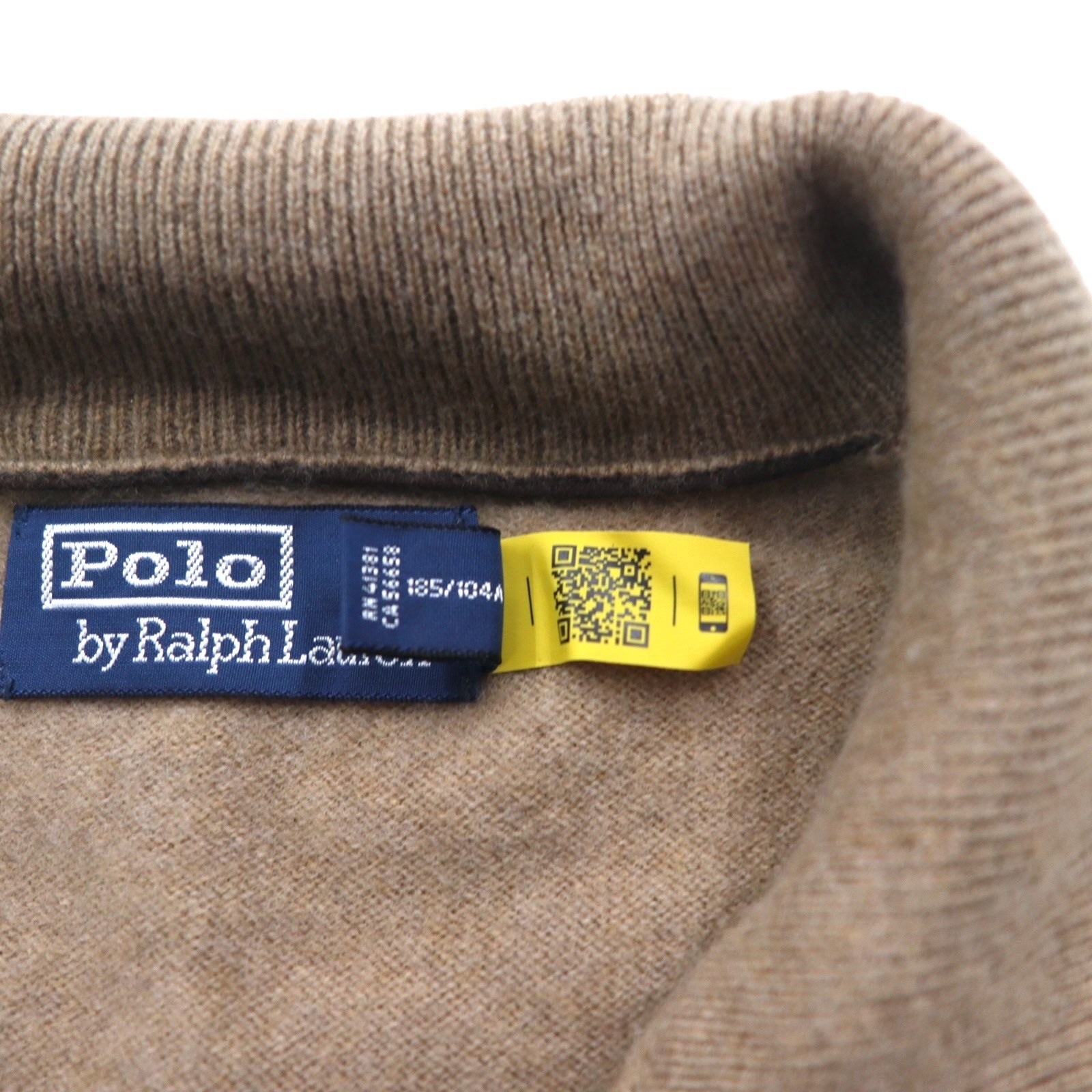 Polo by Ralph Lauren ハーフジップ ラムウール ニット セーター XL ベージュ 羊毛 スモールポニー刺繍