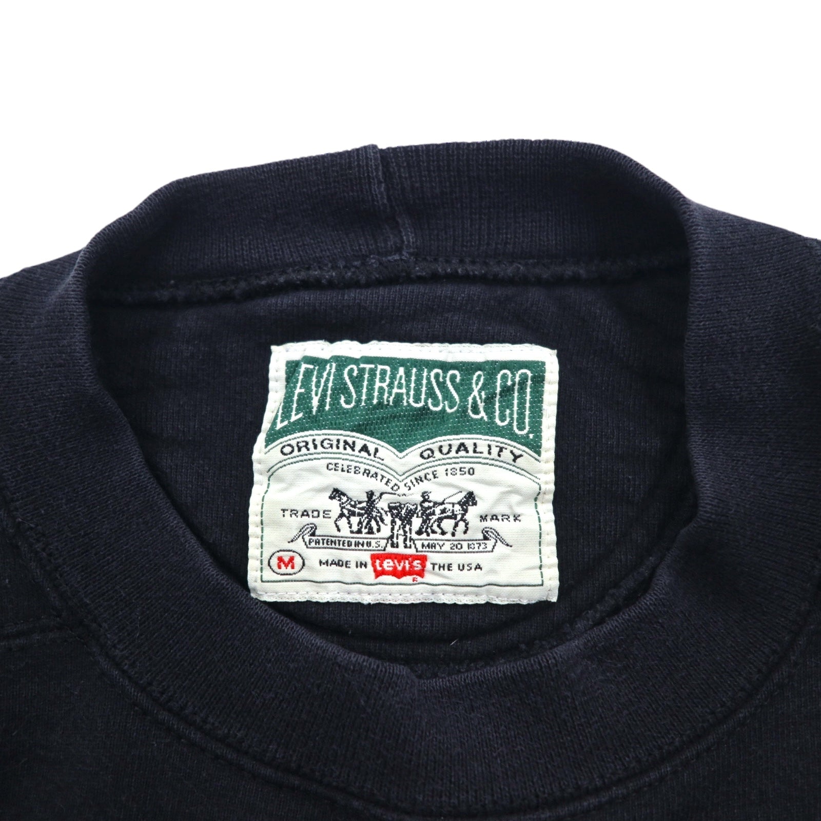 Levi's anni '90 USA felpa pesante M nera in cotone con logo ricamato