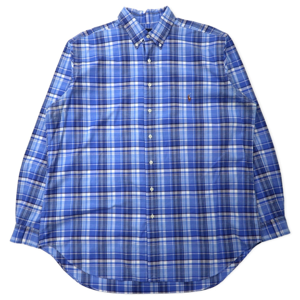 Camicia Button-down RALPH LAUREN XLT Blu a quadri Cotone CLASSIC FIT Ricamo piccolo pony Taglia grande