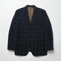 Blazer vintage anni '80 Giappone KITAMURA Anni '80 Prodotto in Giappone Giacca sartoriale M Nero Lana Tweed Quadri a finestra