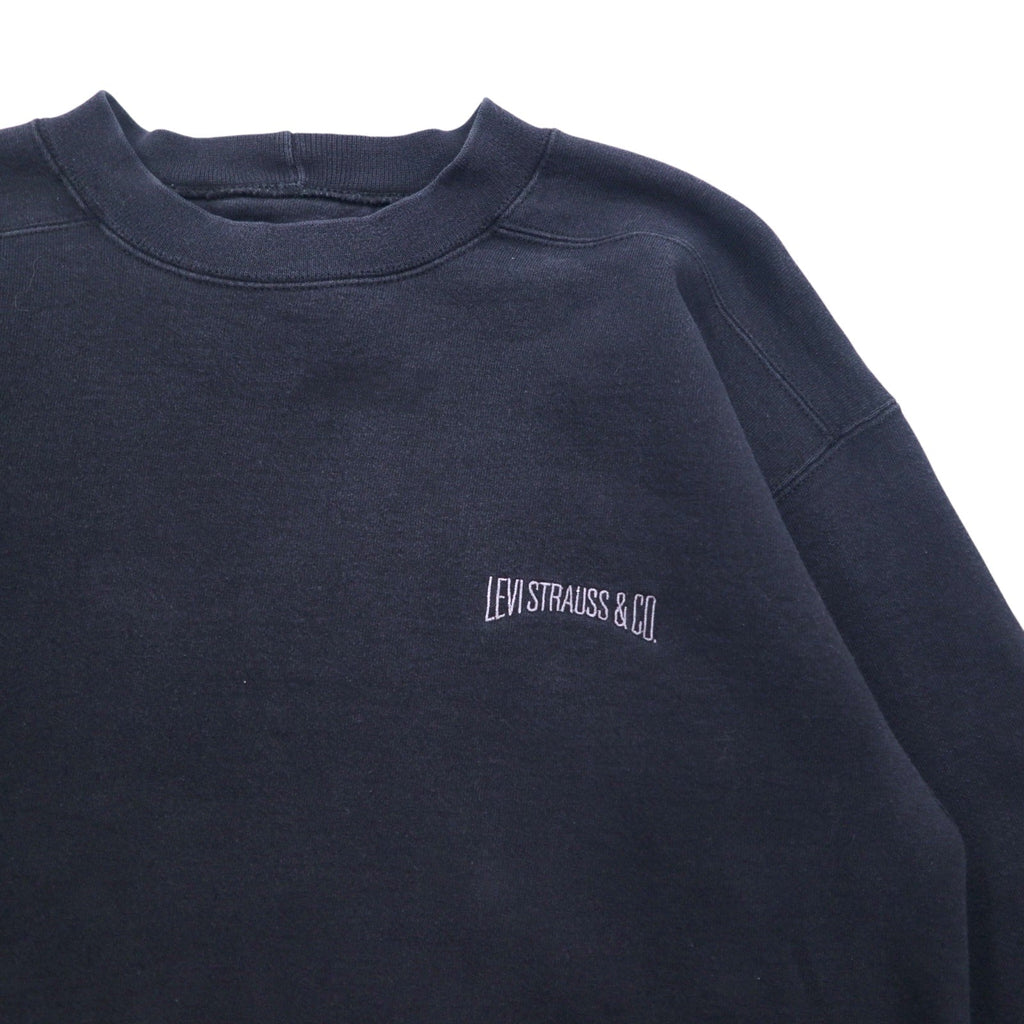 Levi's anni '90 USA felpa pesante M nera in cotone con logo ricamato