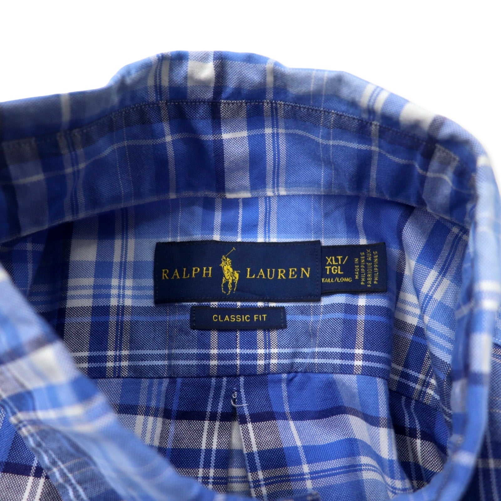 Camicia Button-down RALPH LAUREN XLT Blu a quadri Cotone CLASSIC FIT Ricamo piccolo pony Taglia grande