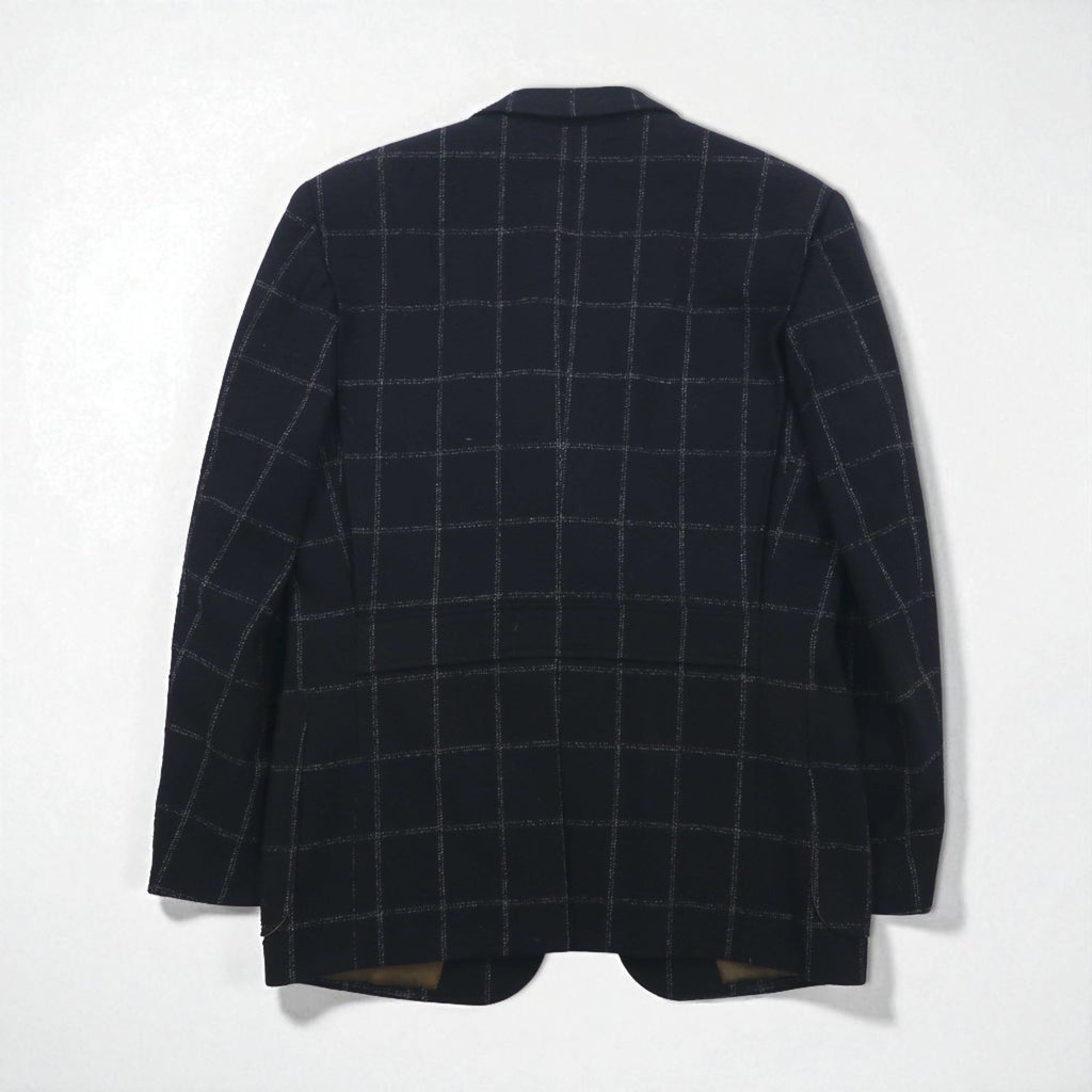 Blazer vintage anni '80 Giappone KITAMURA Anni '80 Prodotto in Giappone Giacca sartoriale M Nero Lana Tweed Quadri a finestra