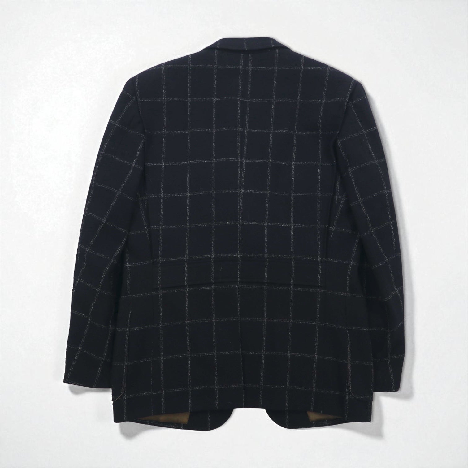 Blazer vintage anni '80 Giappone KITAMURA Anni '80 Prodotto in Giappone Giacca sartoriale M Nero Lana Tweed Quadri a finestra