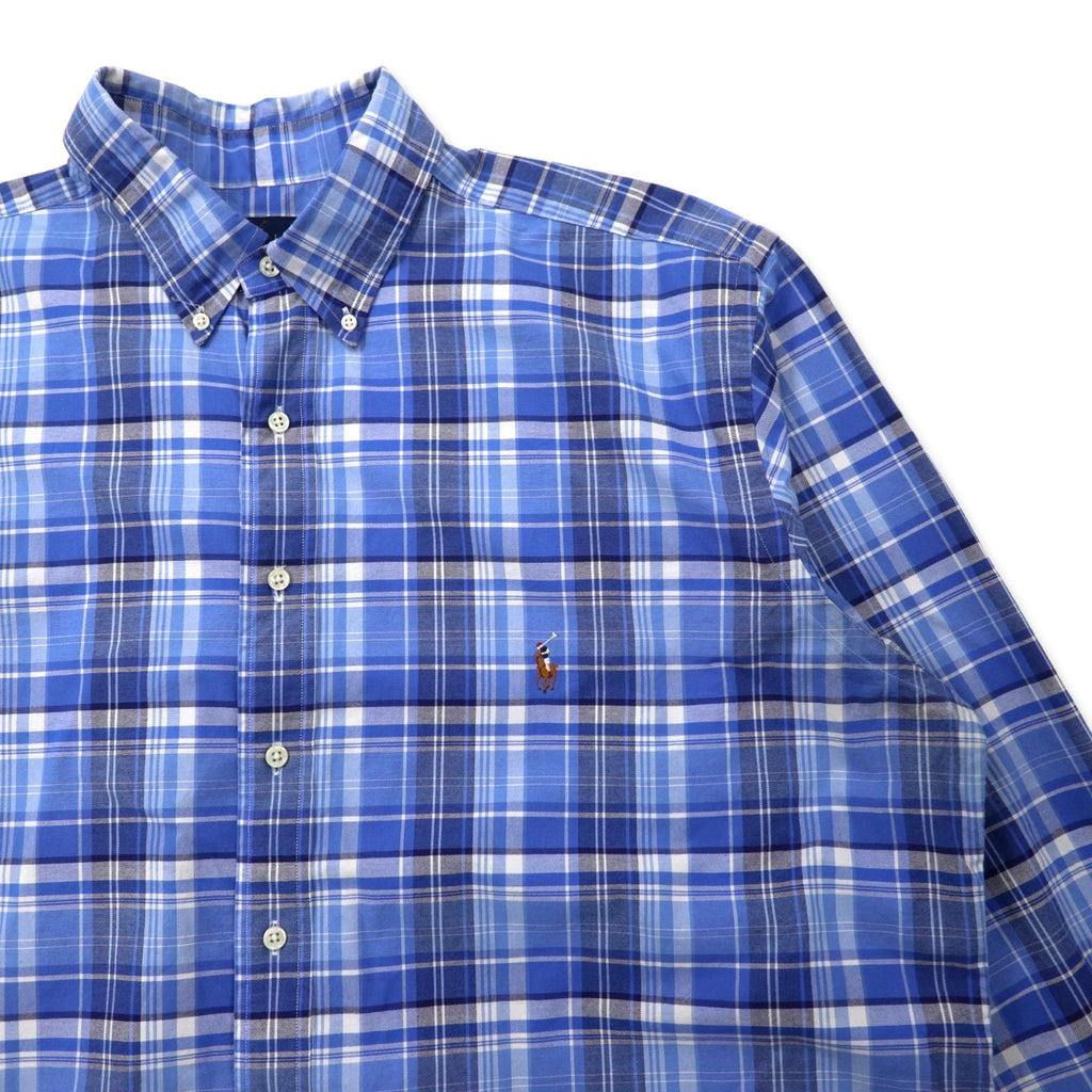 Camicia Button-down RALPH LAUREN XLT Blu a quadri Cotone CLASSIC FIT Ricamo piccolo pony Taglia grande