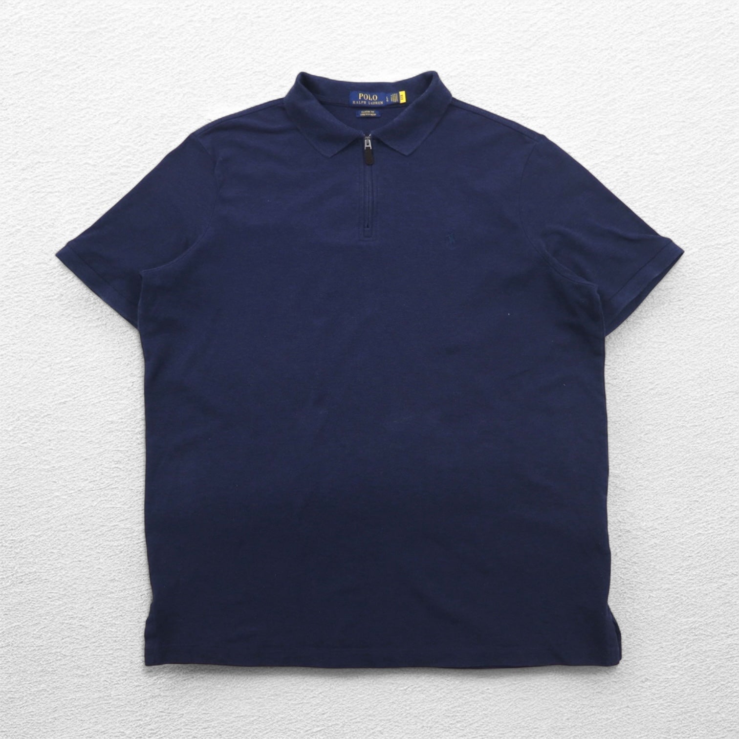 POLO RALPH LAUREN クラシックフィット ストレッチ メッシュ ハーフジップ ポロシャツ L ネイビー コットン スモールポニー刺繍