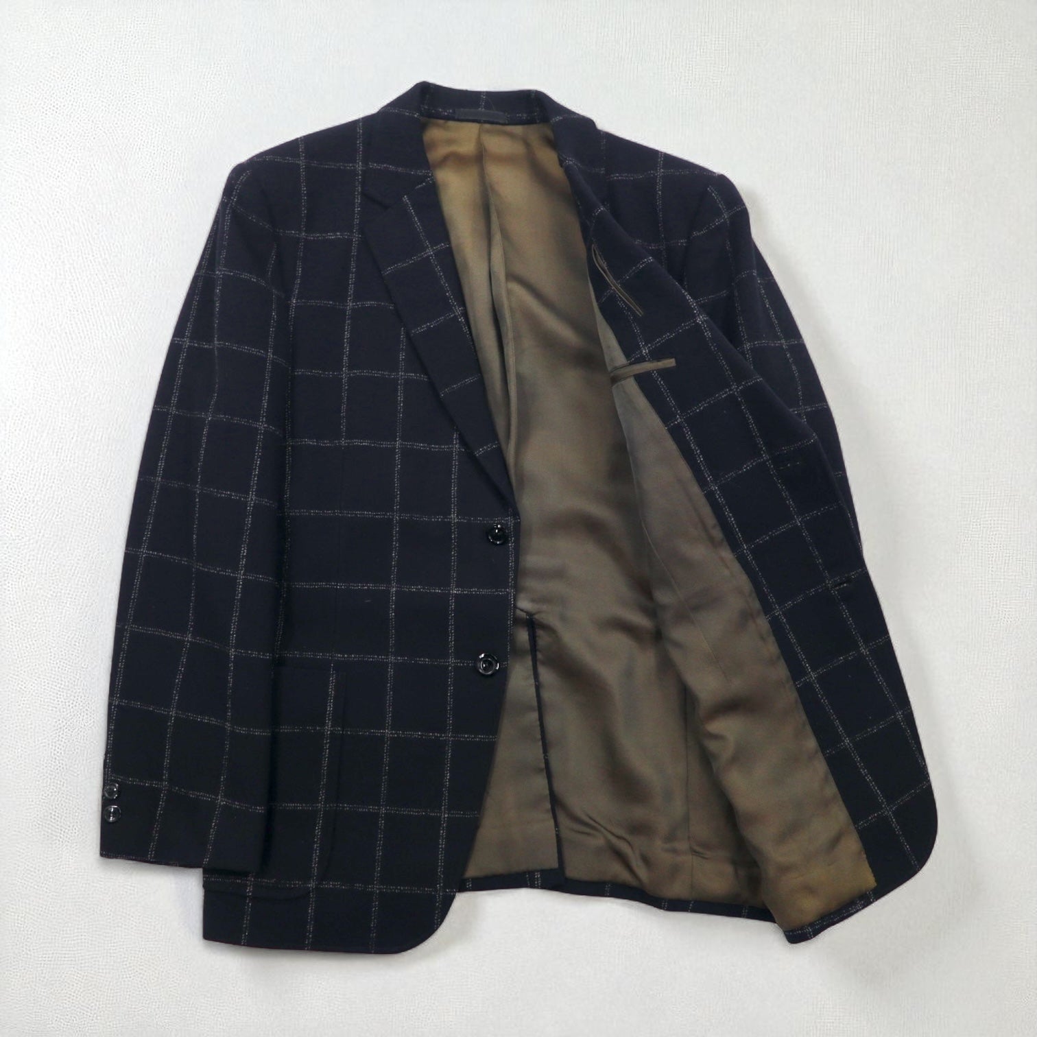 Blazer vintage anni '80 Giappone KITAMURA Anni '80 Prodotto in Giappone Giacca sartoriale M Nero Lana Tweed Quadri a finestra