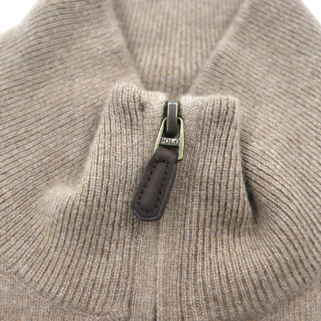 Polo by Ralph Lauren ハーフジップ ラムウール ニット セーター XL ベージュ 羊毛 スモールポニー刺繍