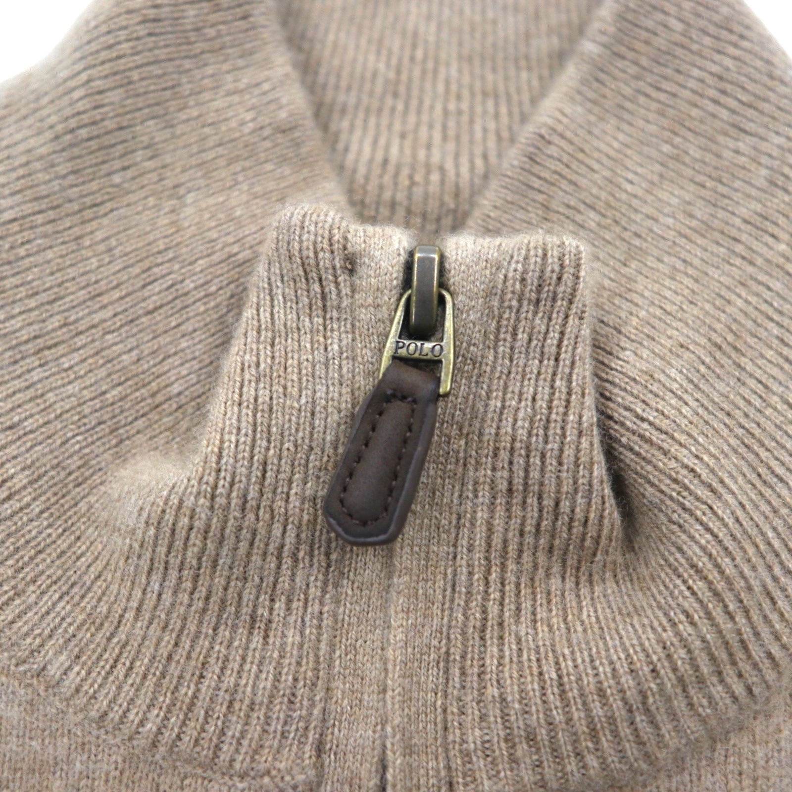 Polo by Ralph Lauren ハーフジップ ラムウール ニット セーター XL ベージュ 羊毛 スモールポニー刺繍