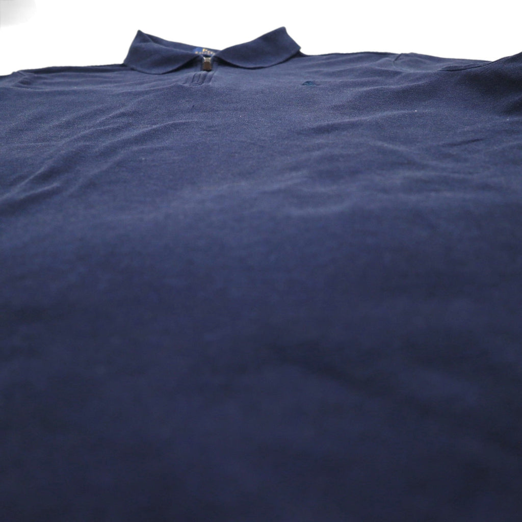 POLO RALPH LAUREN クラシックフィット ストレッチ メッシュ ハーフジップ ポロシャツ L ネイビー コットン スモールポニー刺繍