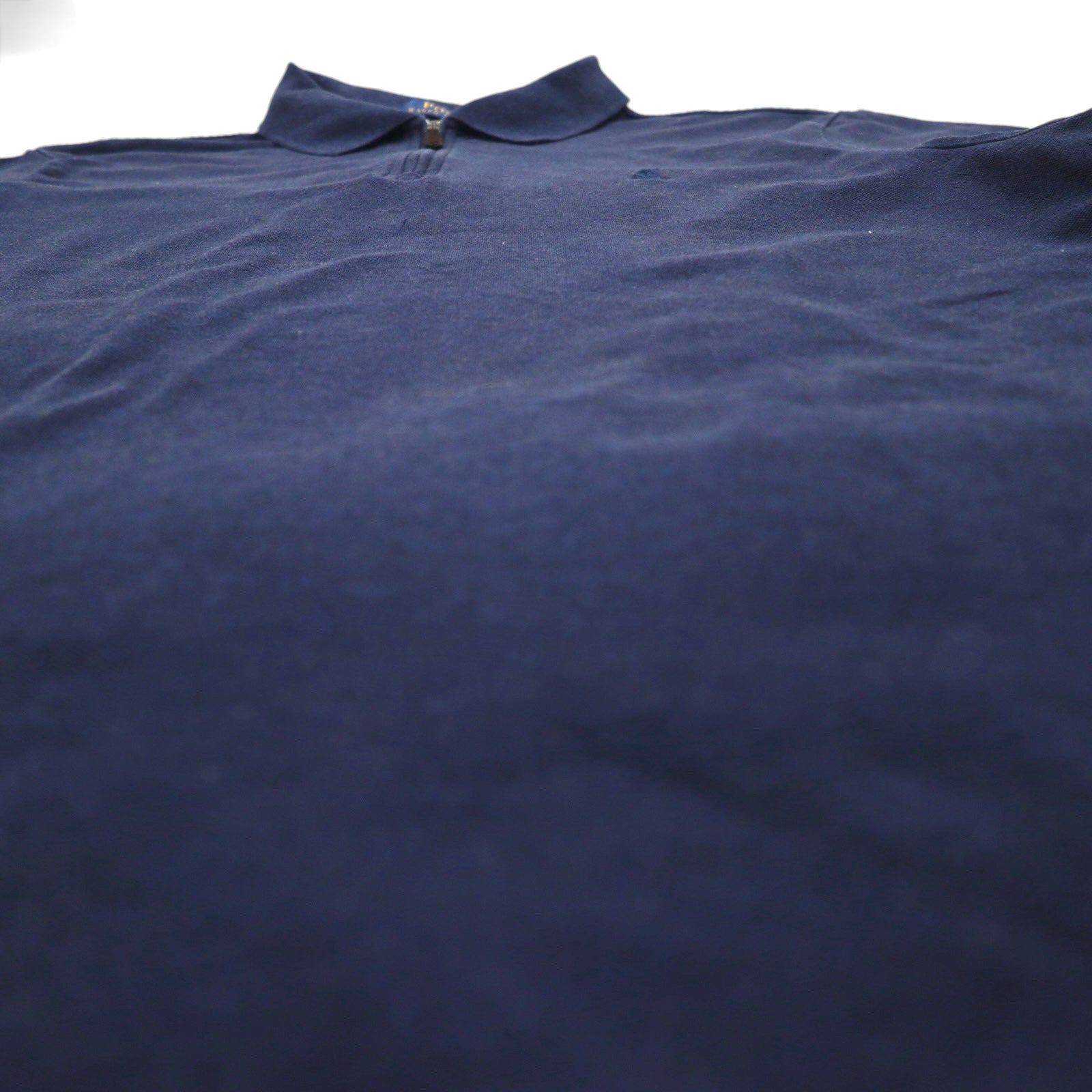 POLO RALPH LAUREN クラシックフィット ストレッチ メッシュ ハーフジップ ポロシャツ L ネイビー コットン スモールポニー刺繍