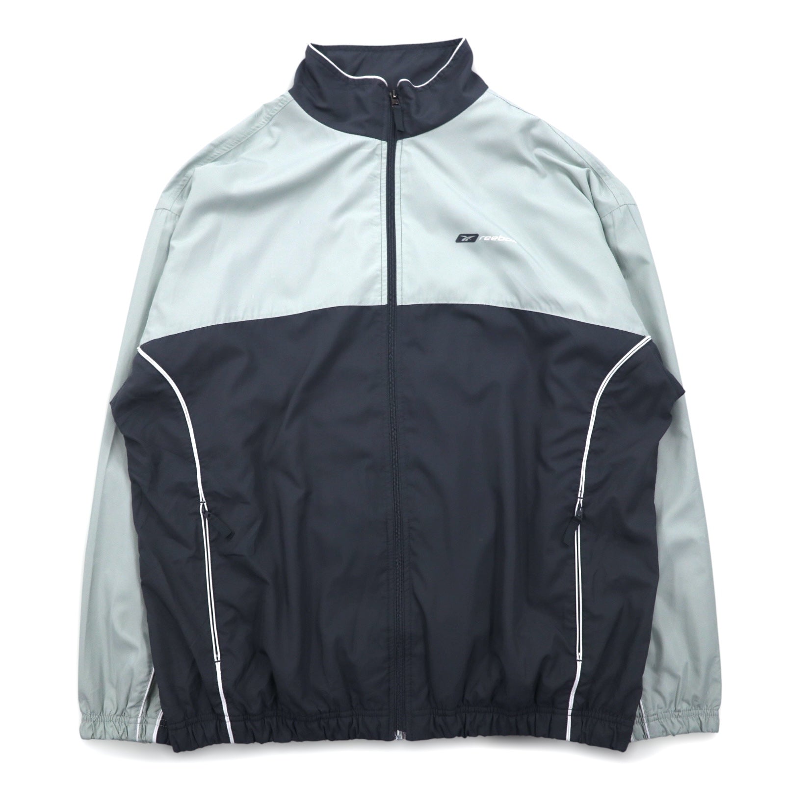 Reebok Tuta da ginnastica anni 2000, giacca sportiva XL grigio, fodera in mesh, logo piccolo
