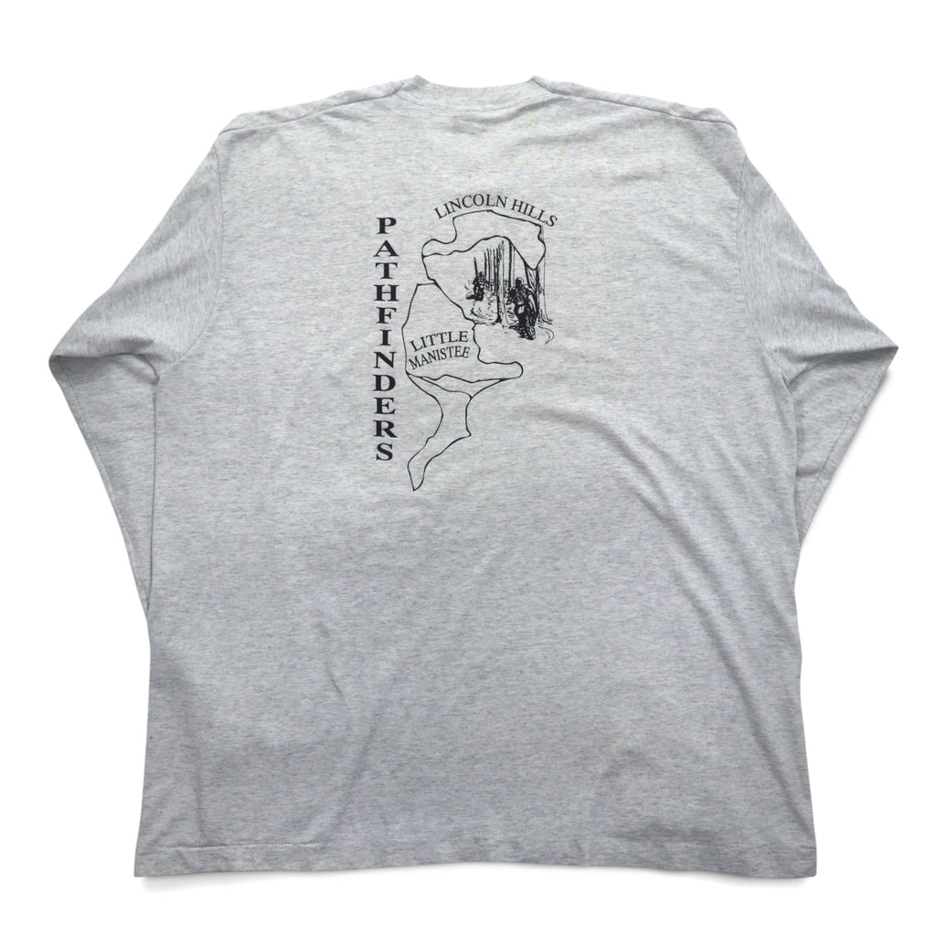 USA製 90年代 FRUIT OF THE LOOM ロングスリーブTシャツ ロンT XXL グレー PORKER RUN ビッグサイズ