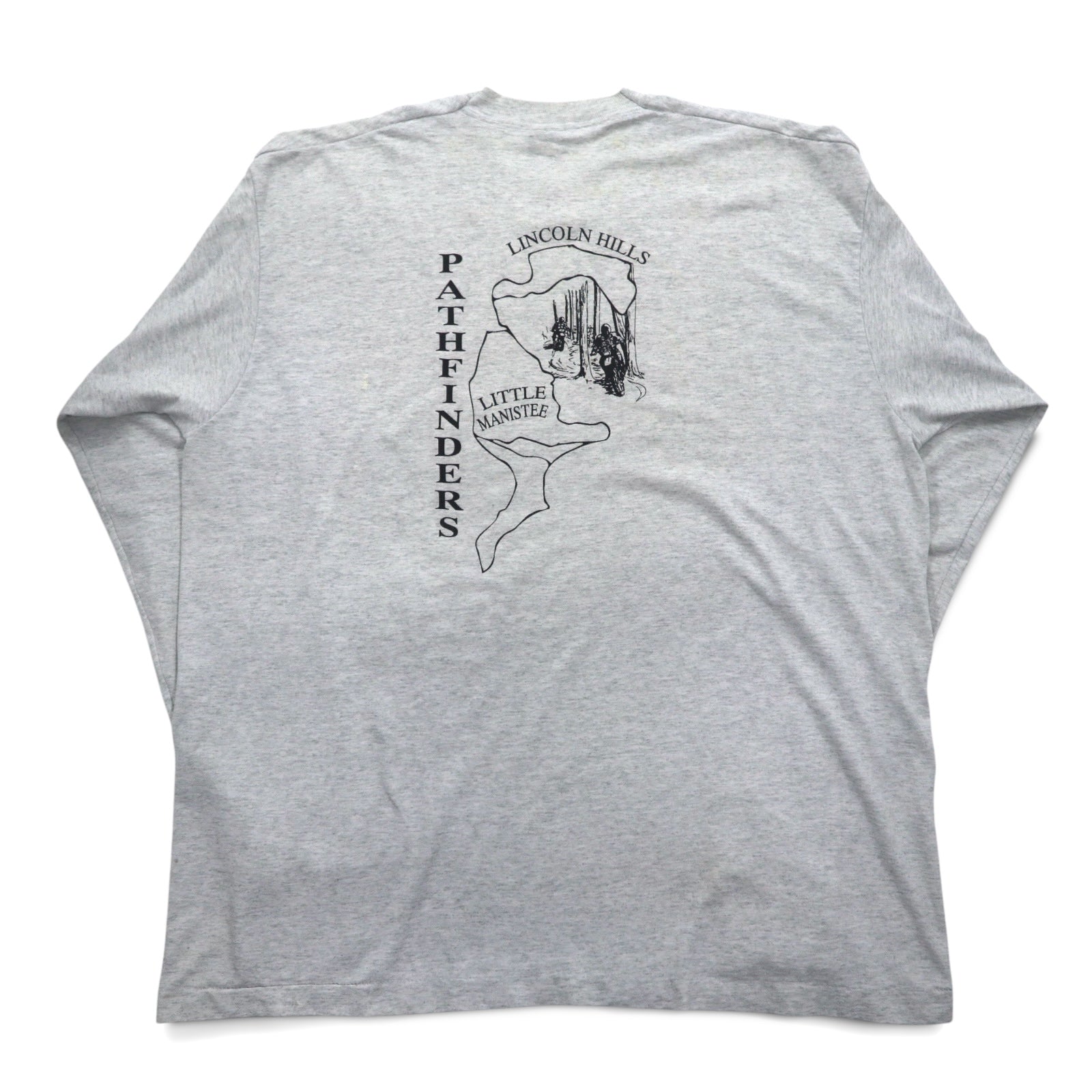 USA製 90年代 FRUIT OF THE LOOM ロングスリーブTシャツ ロンT XXL グレー PORKER RUN ビッグサイズ
