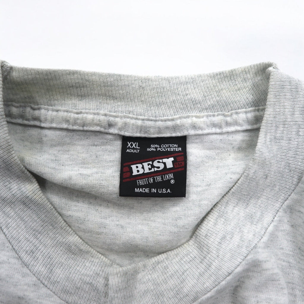 USA製 90年代 FRUIT OF THE LOOM ロングスリーブTシャツ ロンT XXL グレー PORKER RUN ビッグサイズ