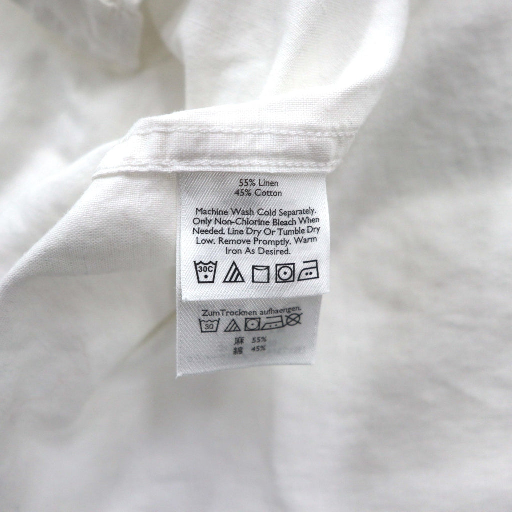 Camicia con collo alla coreana in lino Eddie Bauer L bianca lino cotone tasca sul petto taglia grande