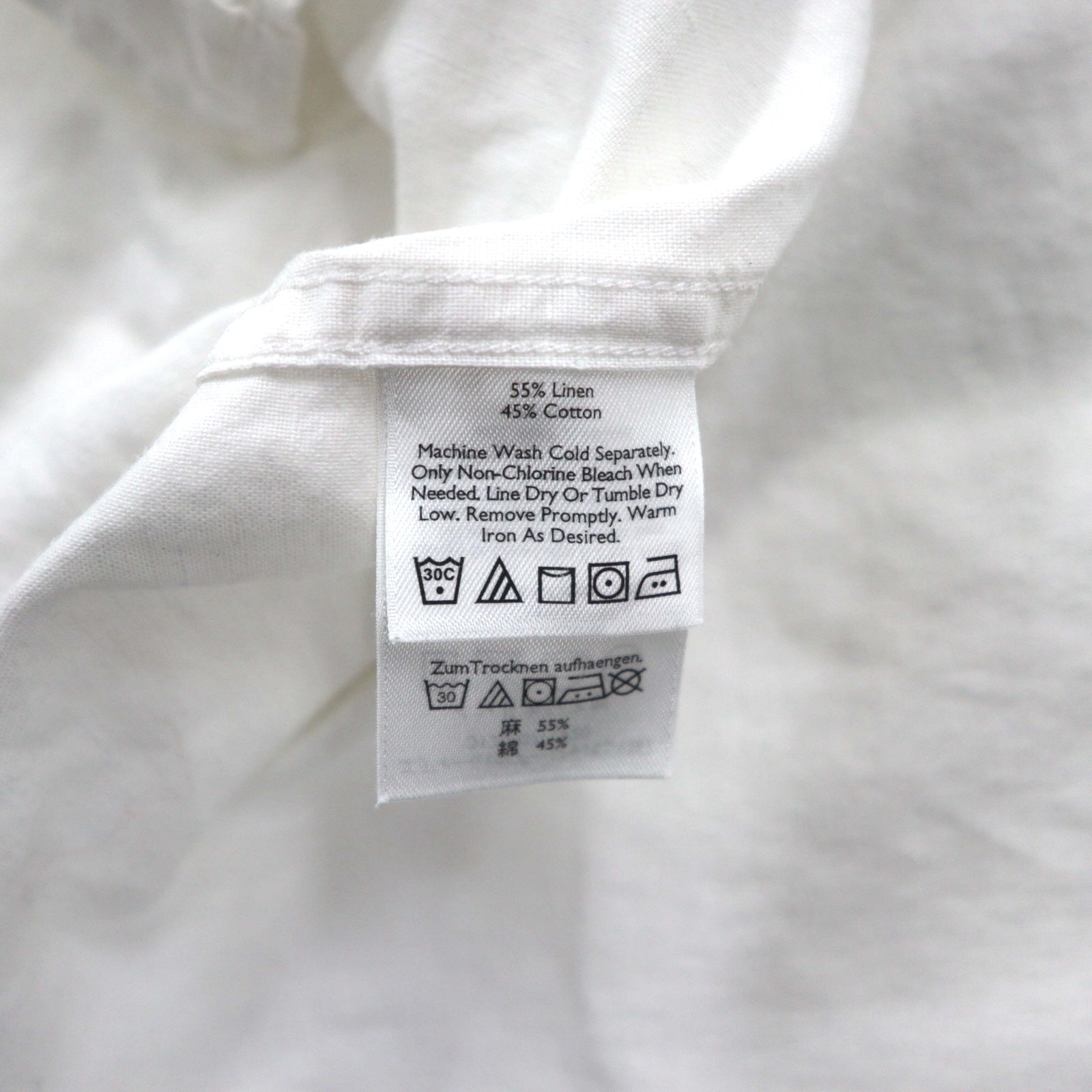 Camicia con collo alla coreana in lino Eddie Bauer L bianca lino cotone tasca sul petto taglia grande