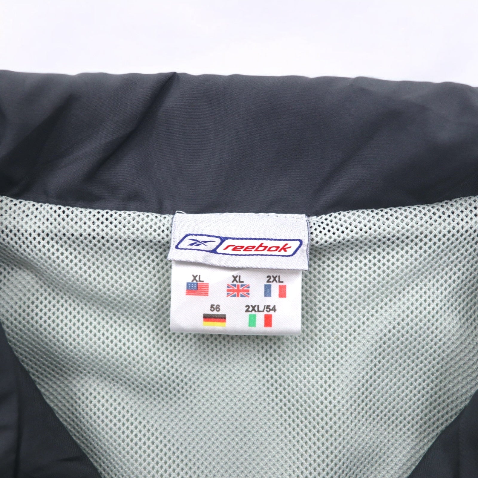 Reebok Tuta da ginnastica anni 2000, giacca sportiva XL grigio, fodera in mesh, logo piccolo