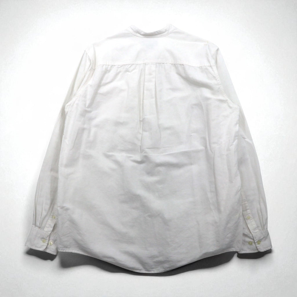 Camicia con collo alla coreana in lino Eddie Bauer L bianca lino cotone tasca sul petto taglia grande